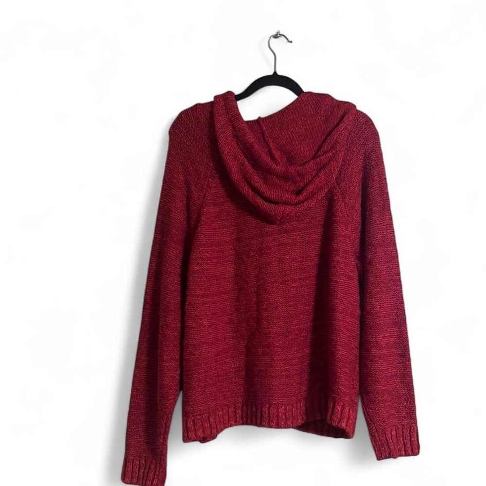 Torrid Sweater Sz 1XL Textured Boxy Hoodie Cozy Red Knitted 100% Cotton Pullover - Picture 4 of 7